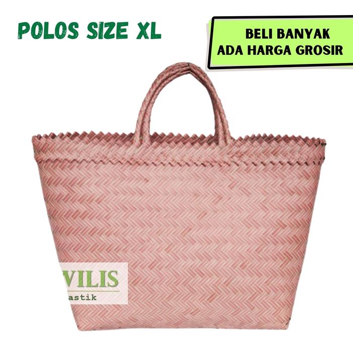VILIS Tas Anyaman Plastik POLOS SUPER JUMBO Ukuran XL 32x16x30 cm Tas Parcel Hampers Bingkisan Belan