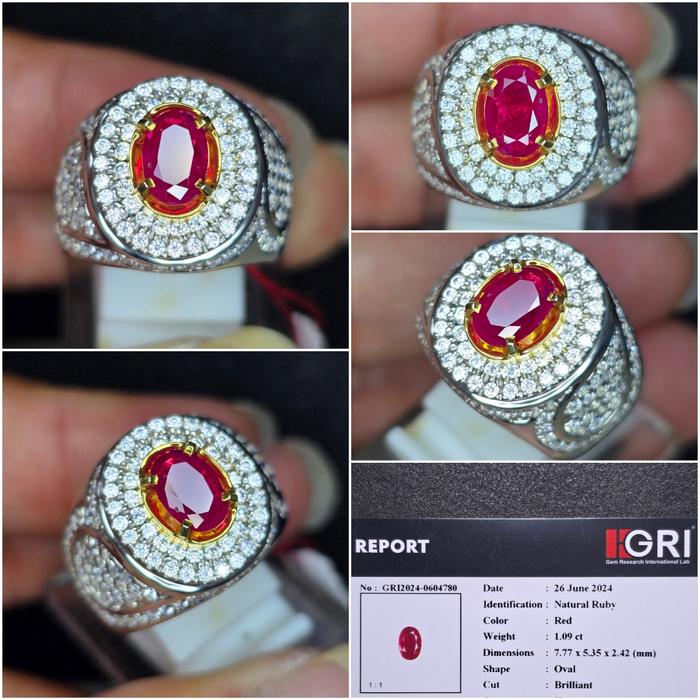 Natural Red Ruby Burma Myanmar 1.09cts memo GRI