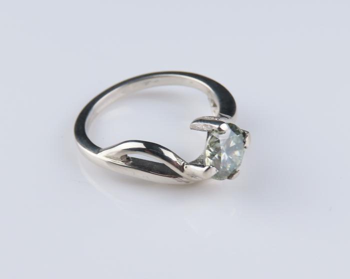 Cincin Perak Moissanite, Permata Moissanite , Cincin Permata
