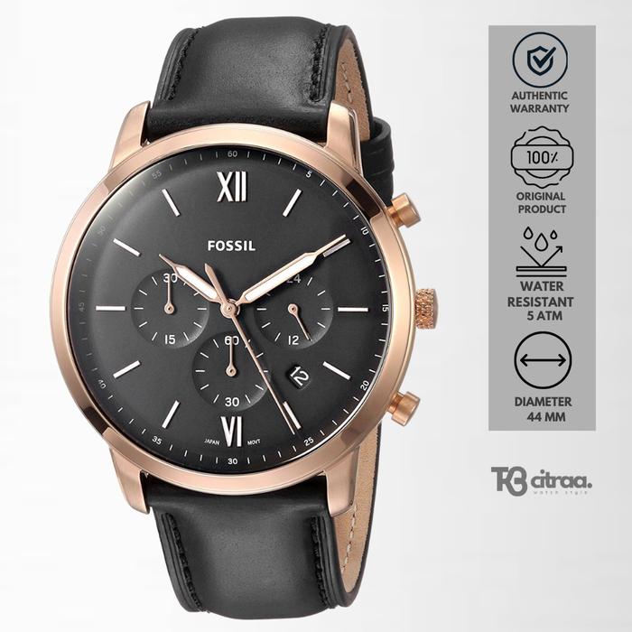 Jam Tangan Pria Fossil Neutra Chronograph Kulit Hitam Casual Original FS5381
