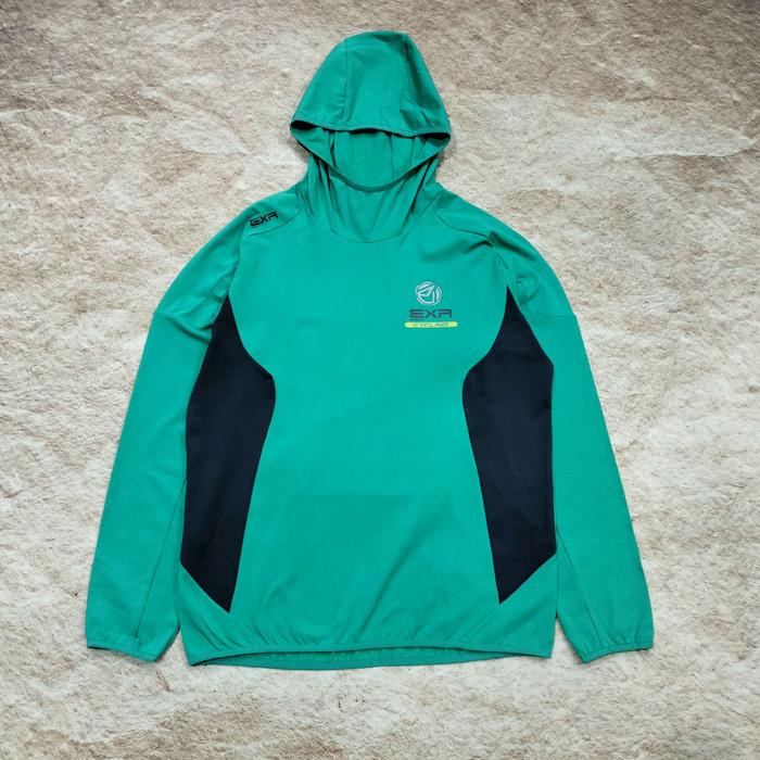 jaket sepeda EXR cycling jaket pesepeda pullover hoodie hijau stretch murah size L