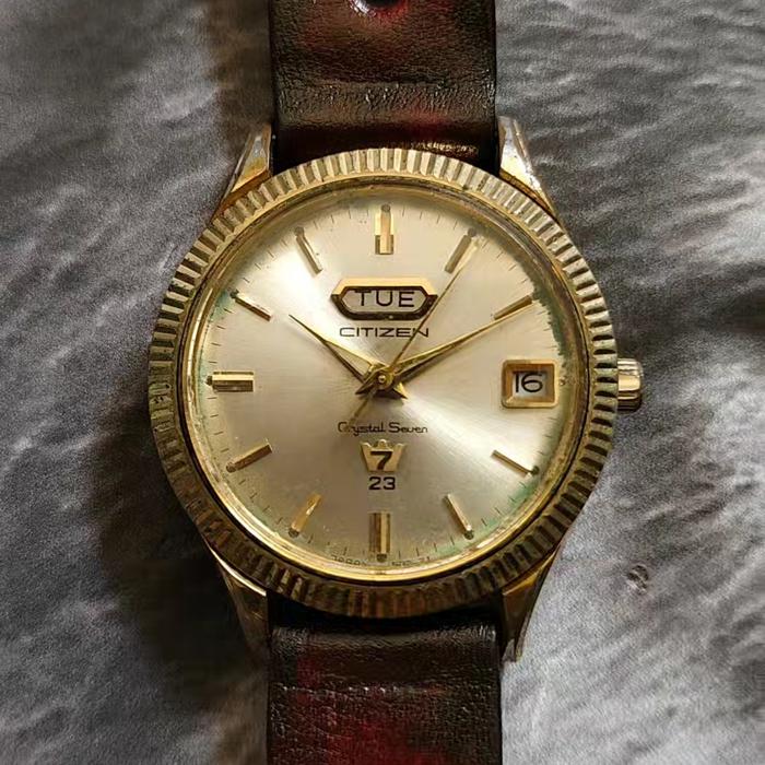 Jam Tangan Vintage Pria Citizen Crystal 7 Automatic Second Original