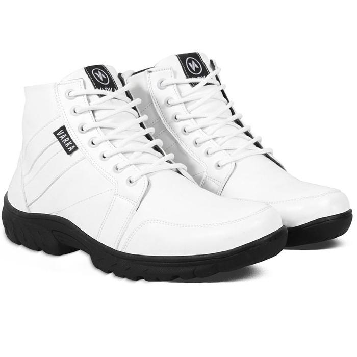 Sepatu Boots Pria V 5525 Brand Varka Sepatu Kets Kuliah Kerja Jalan Jalan Trendi Berkualitas - Putih