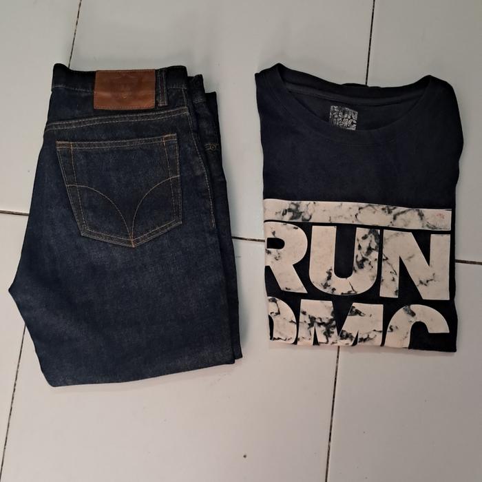 celana hysteric glamour denim x run dmc tshirt