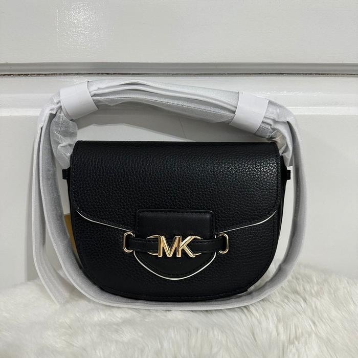 tas wanita mk reed small saddle crossbody black in
