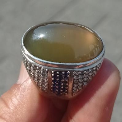 Natural batu Solar Aceh giwang ring perak