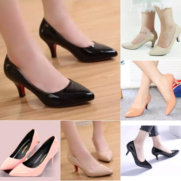 MIVELSHOES SEPATU WANITA GLOSSY HIGH HEELS HAK TINGGI 5cm HEEL HS27 SEPATU PESTA KERJA KANTOR FORMAL