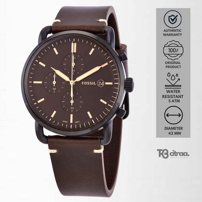 Jam Tangan Pria Fossil The Commuter Chronograph Kulit Casual Original FS5403