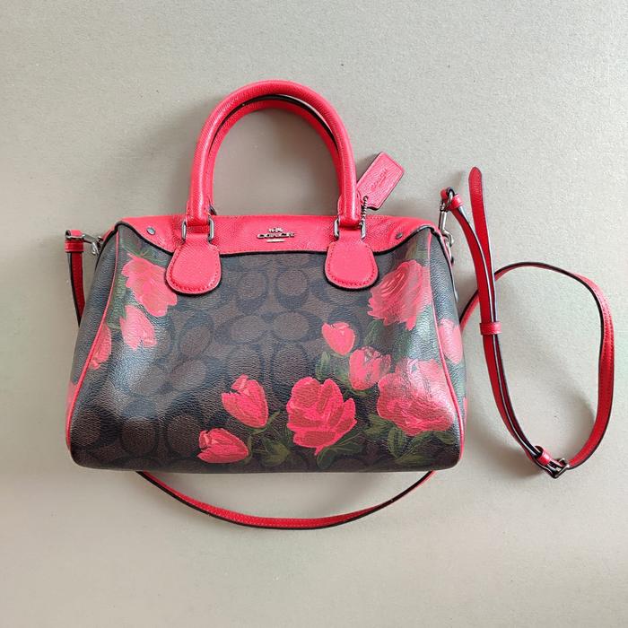 TAS Original COACH motif Bunga mawar merah PRELOVED