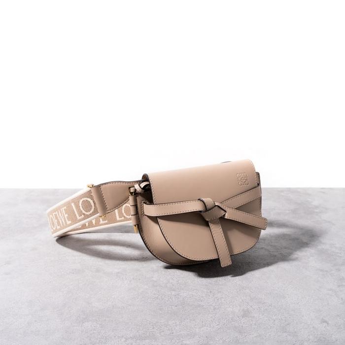 LOEWE Mini gate dual bag in soft calfskin jacquard Sand