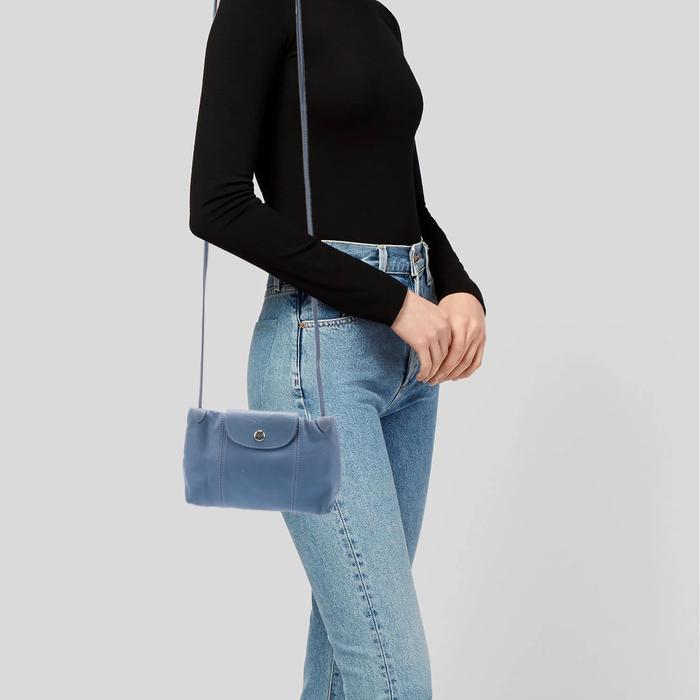Longchamp blue leather le pliage cuir
