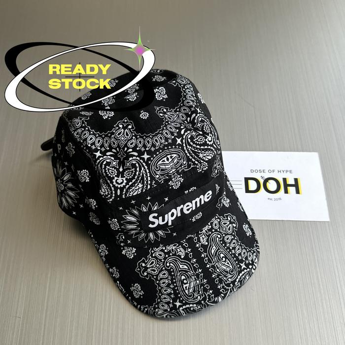 Supreme Box Logo Bandana Camp Cap Black SS21 (Very Rare)