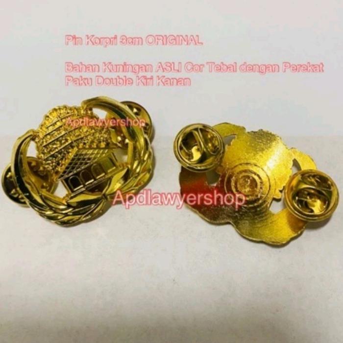 Pin Korpri 3 cm Kuningan Asli Paku Korpri Gold PREMIUM