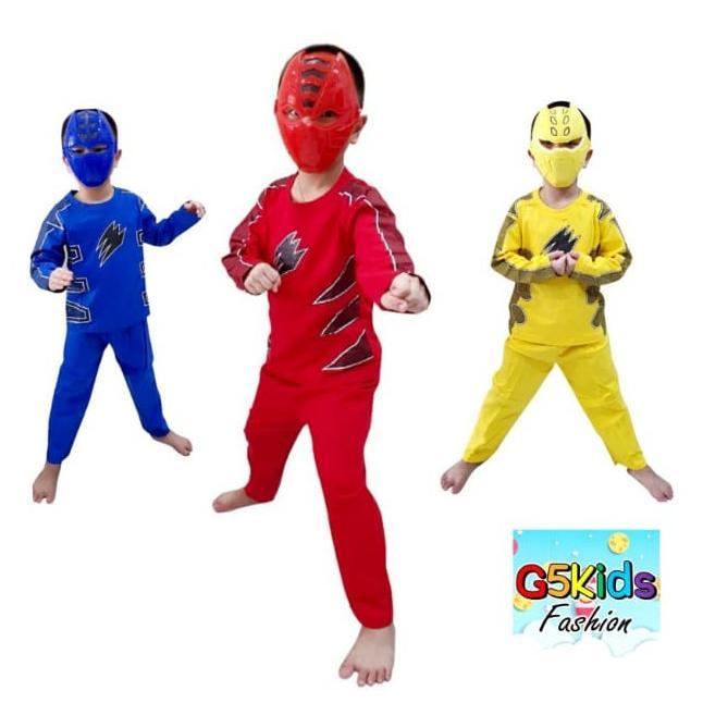 Stelan Anak Baju Kostum Power Rangers Jungle Fury Usia 2-7 Tahun
