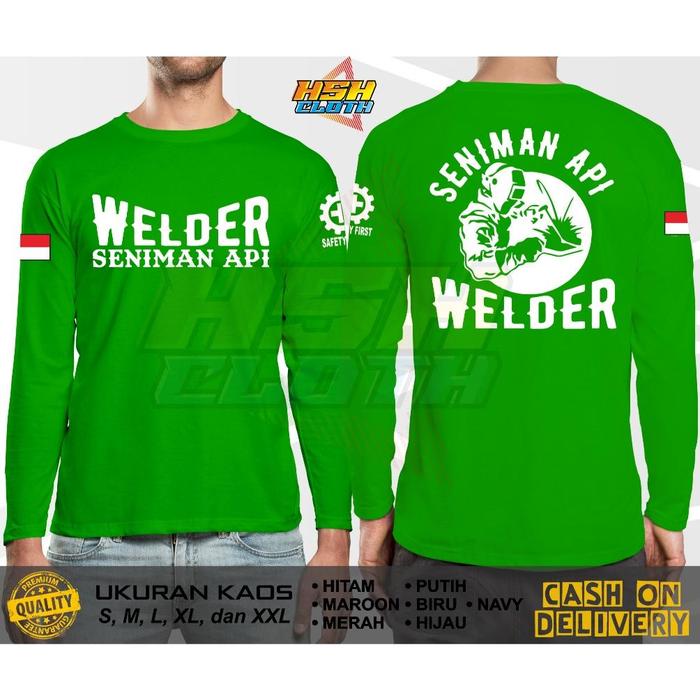 Baju Kaos Distro Lengan Panjang Tukang Las WELDER Seniman API Profesi Bisa Custom - HSHCloth