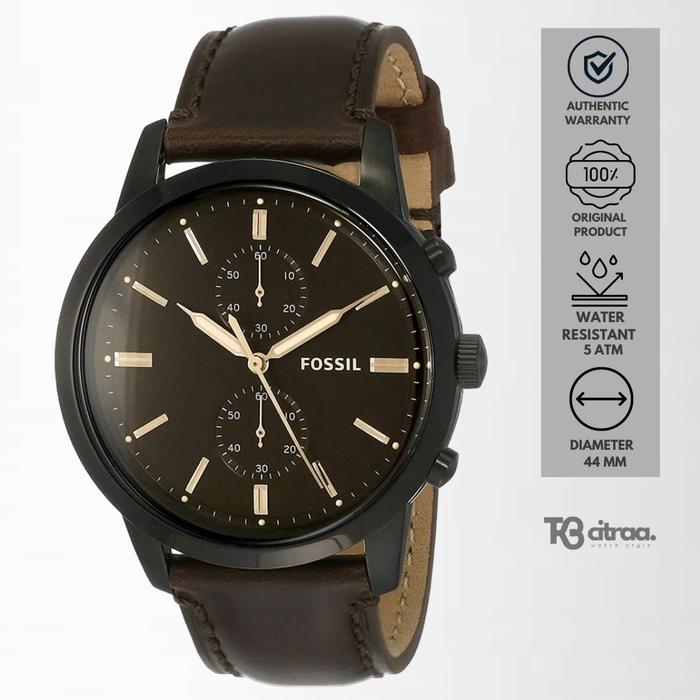 Jam Tangan Pria Fossil Townsman Chronograph Kulit Brown Mewah Casual Original FS5437