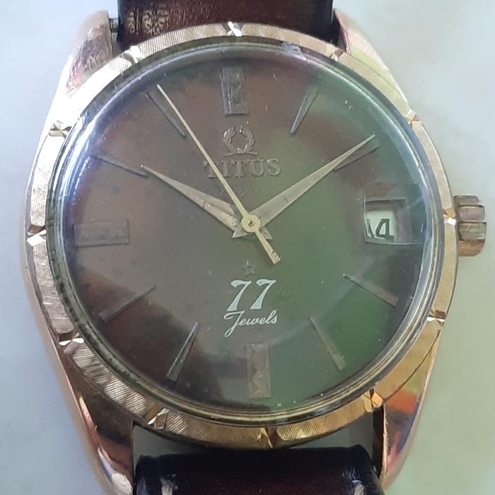 Jam Titus 77 jetpower automatic rosegold plated dial coklat original..dial masih asli bukan reprint