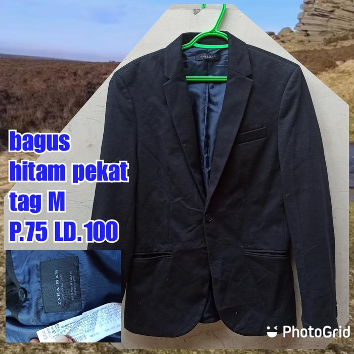 jas blazer pria laki-laki cowok zara man hitam