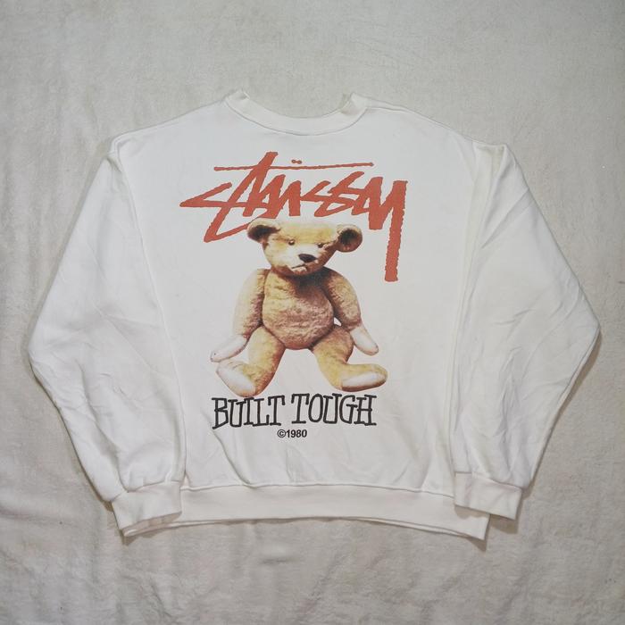 CREWNECK STUSSY BUILT TOUGH 1980, SIZE XL (SECOND BRANDED) PUTIH, PT26