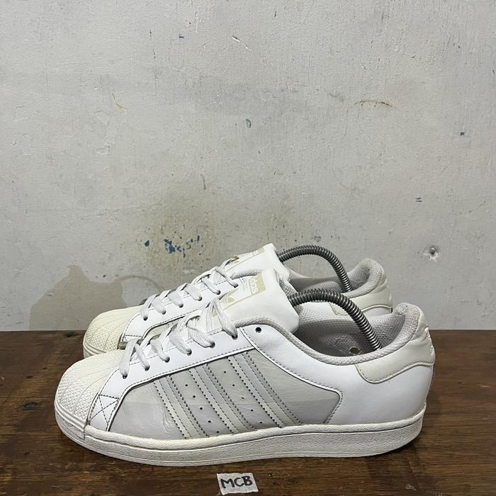 Sepatu second ori adidas superstar white grey size 42