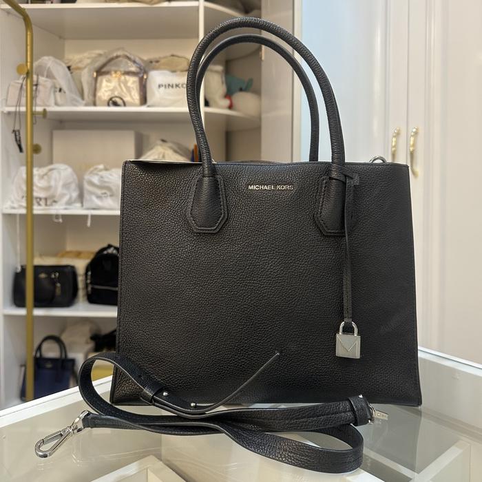 Michael Kors Authentic Black Mercer Large MK Sling Tote Bag Tas Wanita Branded Preloved