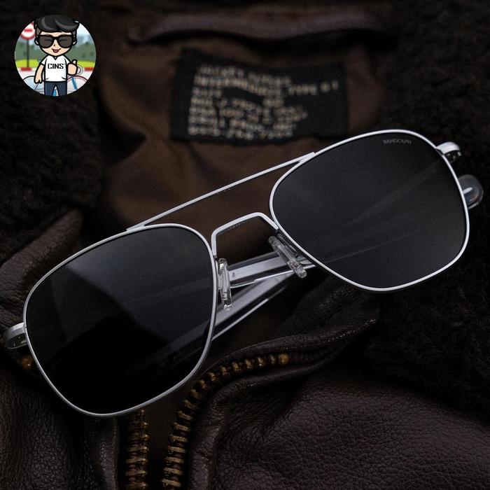 PROMO! RANDOLPH AVIATOR - MATTE CHROME & AMERICAN GRAY