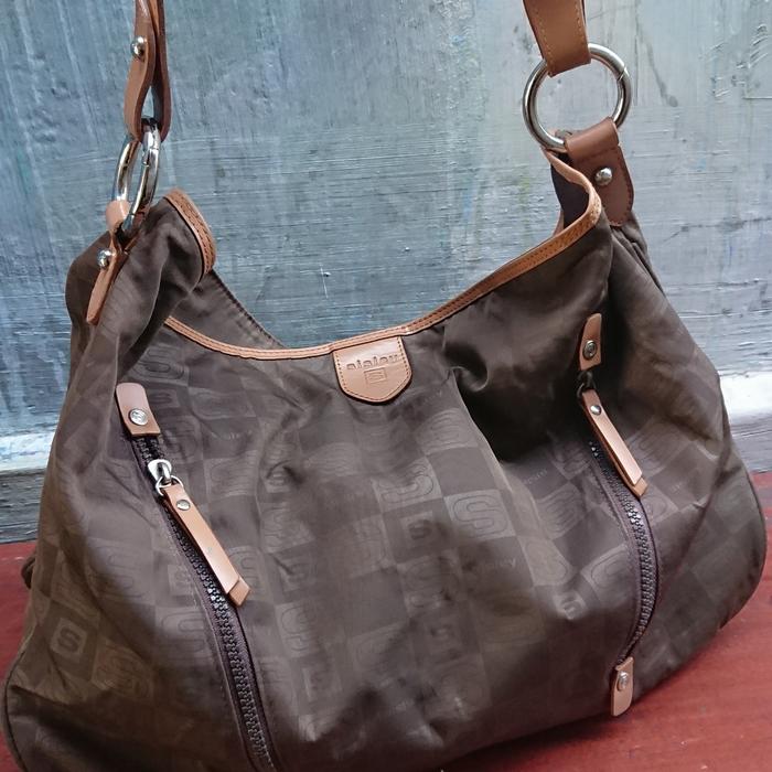 SISLEY  hobo saddle\nilon mix kulit PVC\BRW\large