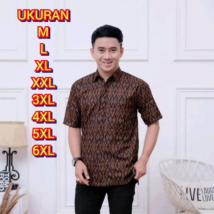 BAJU KEMEJA BATIK LAWASAN SONGKET WAJIK JUMBO XXL 3XL 4XL 5XL 6XL HEM KERJA KONDANGAN PRIA KENONGO S