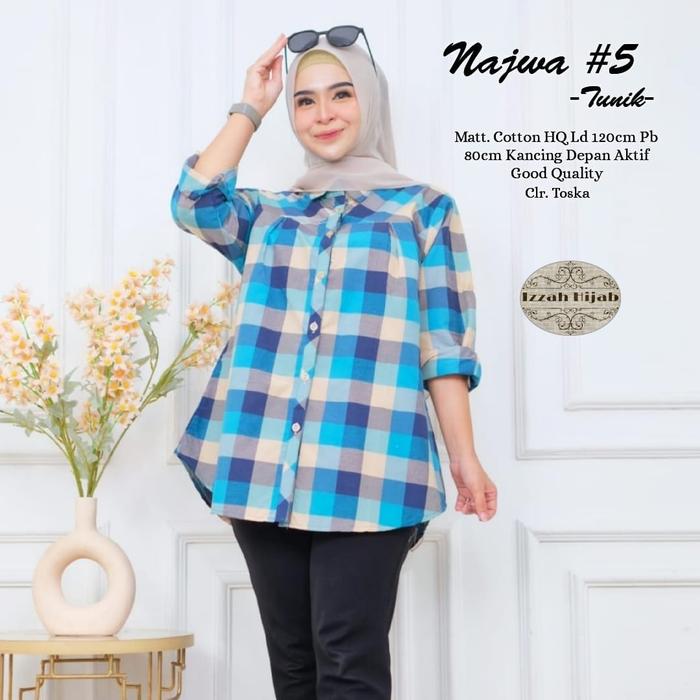 Najwa#5 tunik jumbo xxl atasan wanita kemeja katun ld 120cm modis trendy
