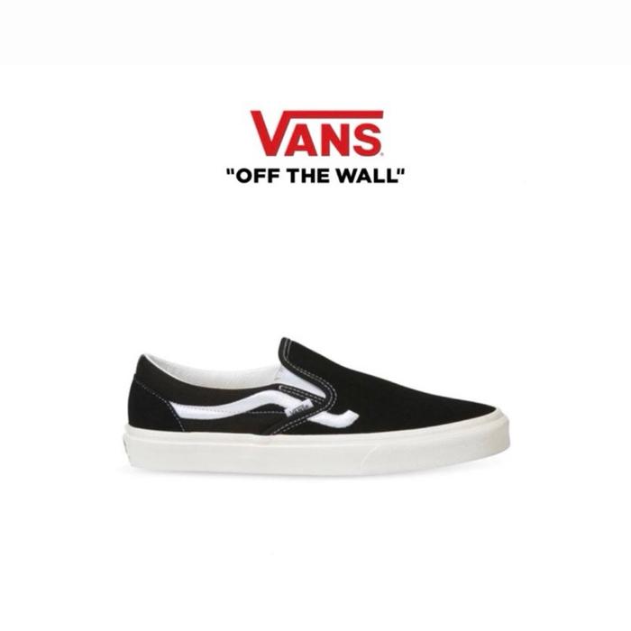 Vans Slip On Black White Side Stripe