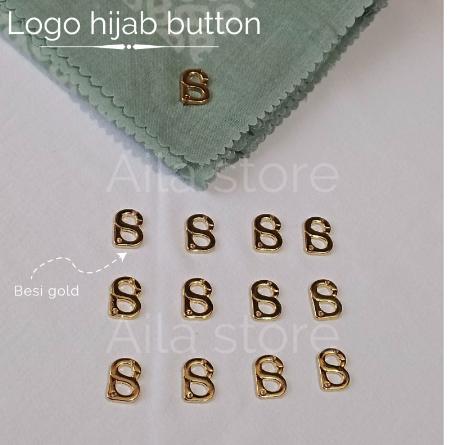 § logo hijab buttonscarves kw mirip ori pin kerudung B plat besi gold button look like ori