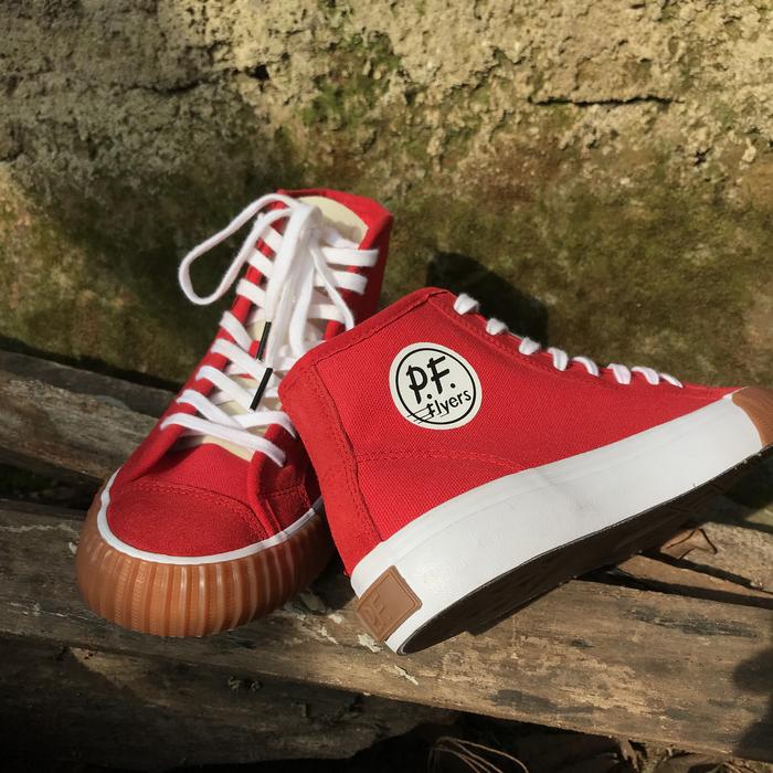 Sepatu pf flyers center hi red white gum casual original murah