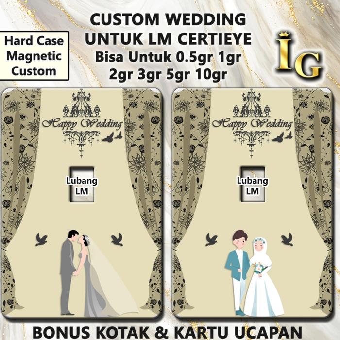 Cover Emas ANTAM Certicard HAPPY WEDDING (TANPA EMASNYA) + Box Gratis Kartu Ucapan Custom