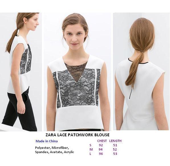 ZARA LACE PATCHWORK BLOUSE FACTORY OUTLET BRANDED
