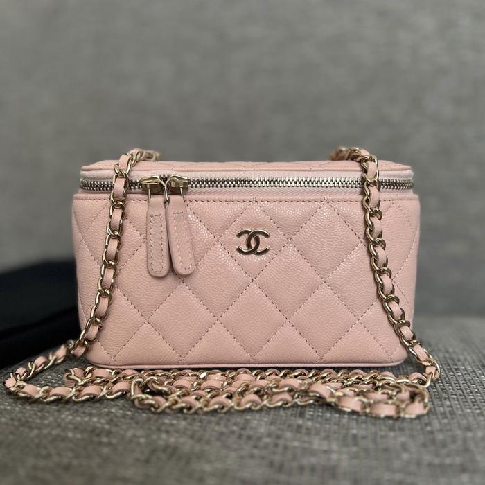 Original - Chanel Vanity Classic Rose Clair Pink Caviar GHW Bag