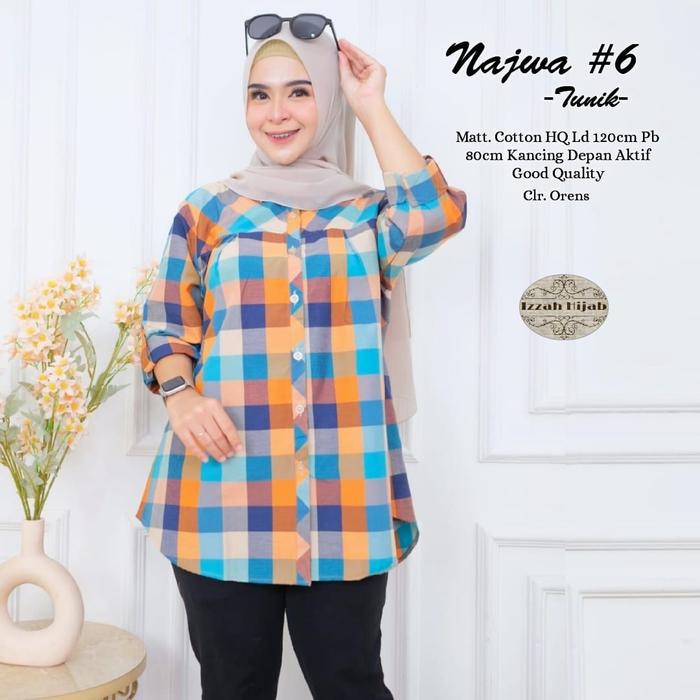 Najwa#6 tunik jumbo xxl atasan wanita kemeja katun ld 120cm modis trendy
