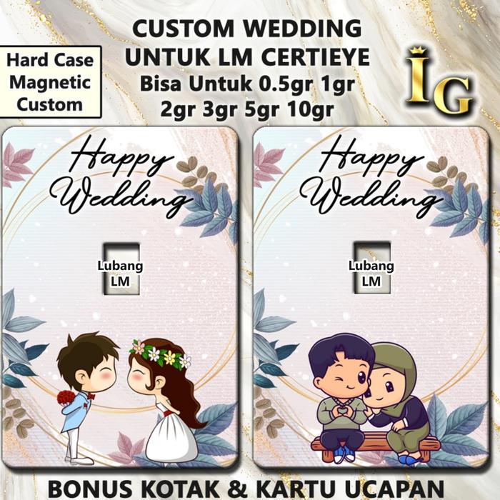 Cover Emas ANTAM Certicard HAPPY WEDDING (TANPA EMASNYA) + Kotak Gratis Kartu Ucapan Custom