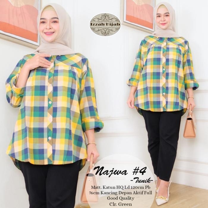 Najwa#4 tunik jumbo xxl atasan wanita kemeja katun ld 120cm modis trendy