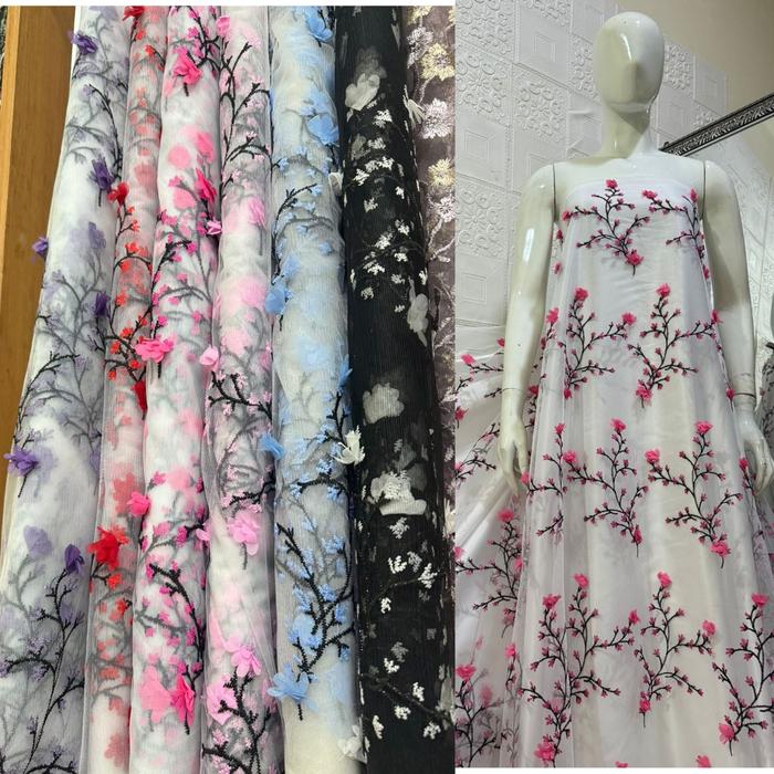 kain brokat tile Kain tule 3D Bahan kebaya Bahab tile korea brukat