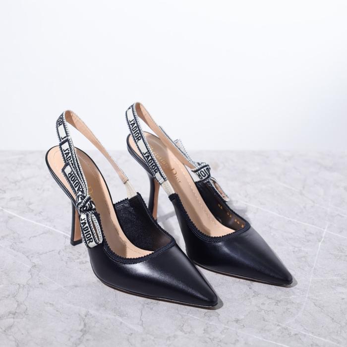CHRISTIAN DIOR J'adior Slingback Pumps 100mm in Black Calfskin