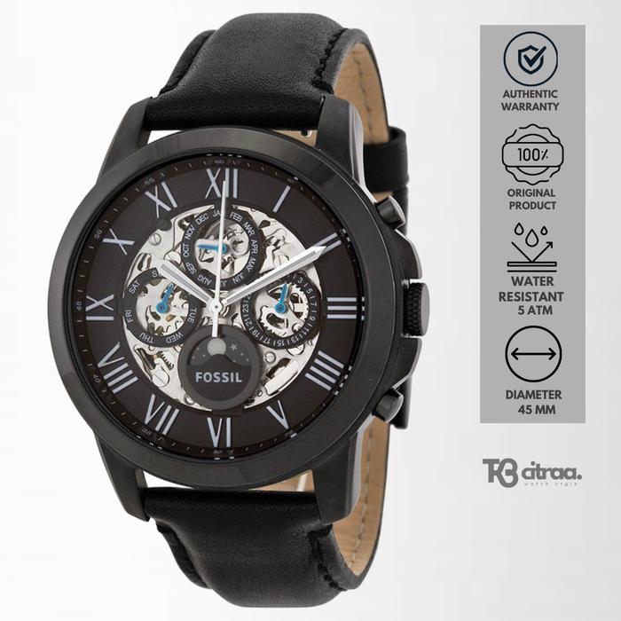 Jam Tangan Pria Fossil Townsman Automatic Chronograph Kulit Black Sporty Mewah Original ME3028