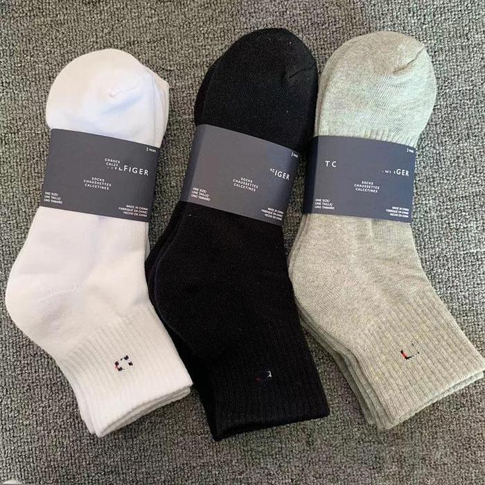 Kaos Kaki Tommy Hilfiger/Kaos Kaki Kantor (SEBETIS) Casual Socks 3 Pasang, Tebal Bahan Premium, Stre