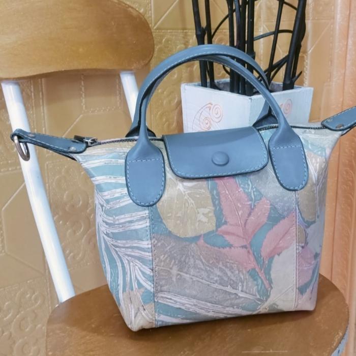 ALKA Tas Selempang Bahu Jinjing Wanita Perempuan Kulit Sapi Asli Ecoprint Garut