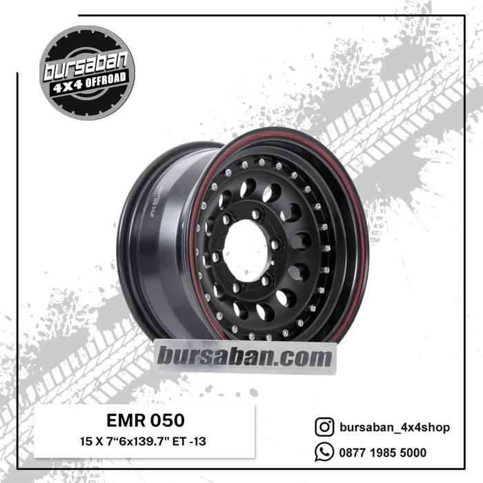 Velg R15 15 lebar 7 pcd 6x139.7 et -13 EMR 050 Matt Black Red ZRME