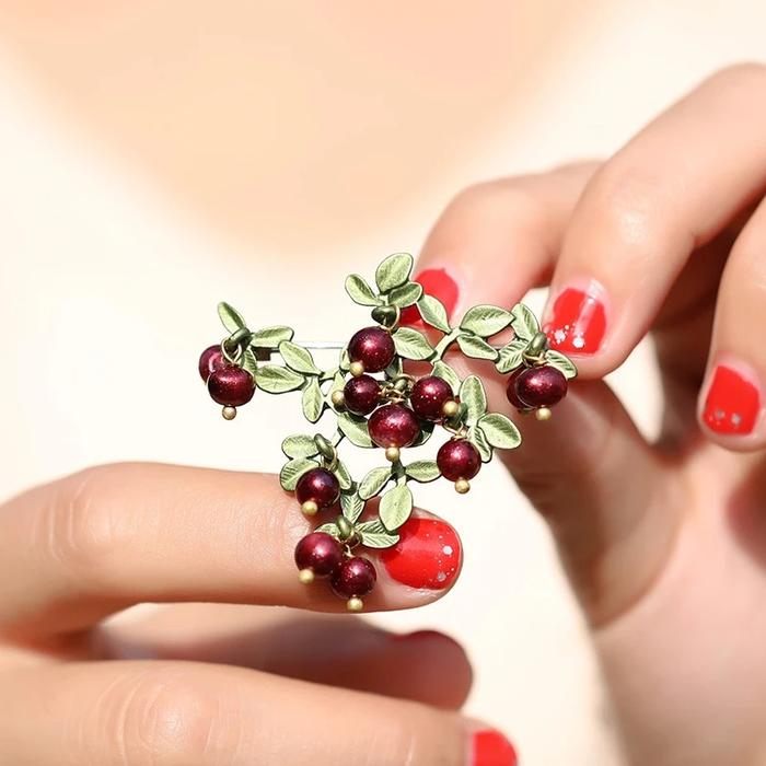 bros buah cranberry cranberries fruit brooch