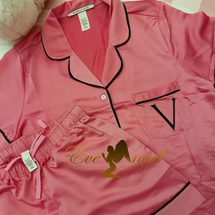 VS Pajamas Pink Silk Short Big V