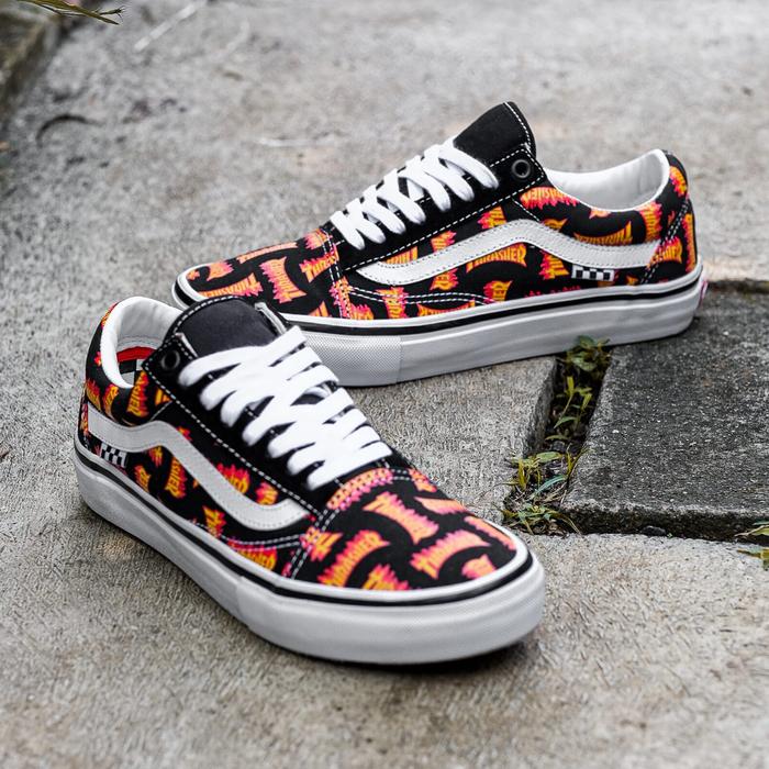 Vans Old Skool Skate Pro X Thrasher Logo Black White Original