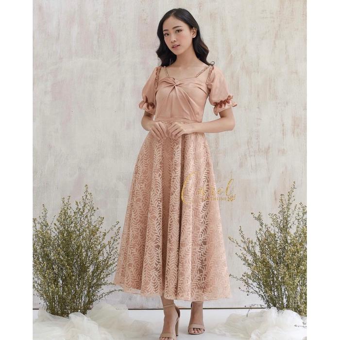 Preloved Dress Party Wedding Carol Clothline Rose Gold Bahan lace