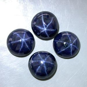 NATURAL SAPPHIRE STAR DEEP BLUE 6 RAY  4 Pcs Batu Safir Biru Ster Asli 100% Untuk Perhiasan Cincin d