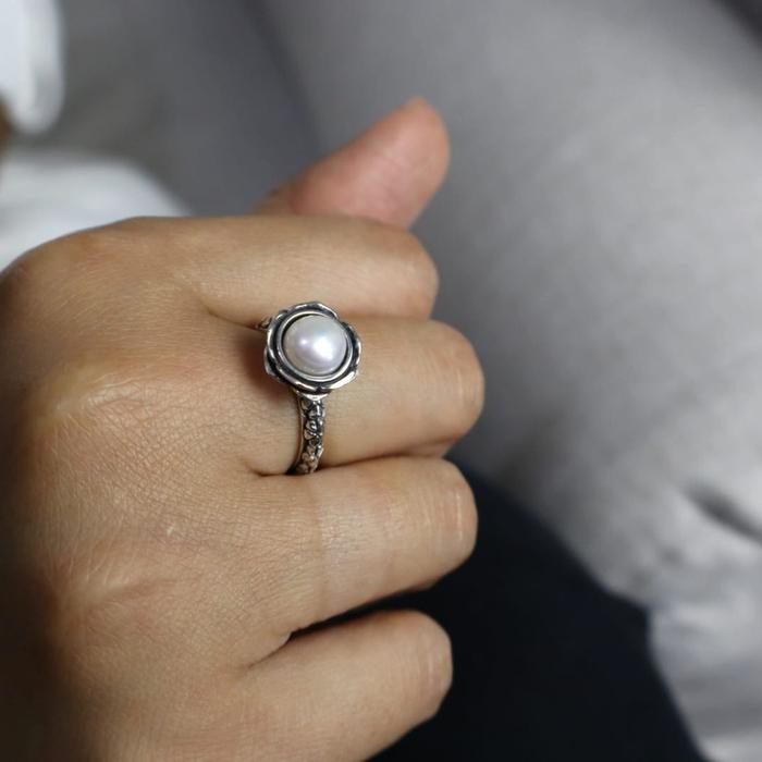 MUTIARA FLOWER RING CINCIN UKIRAN BALI PERAK 925